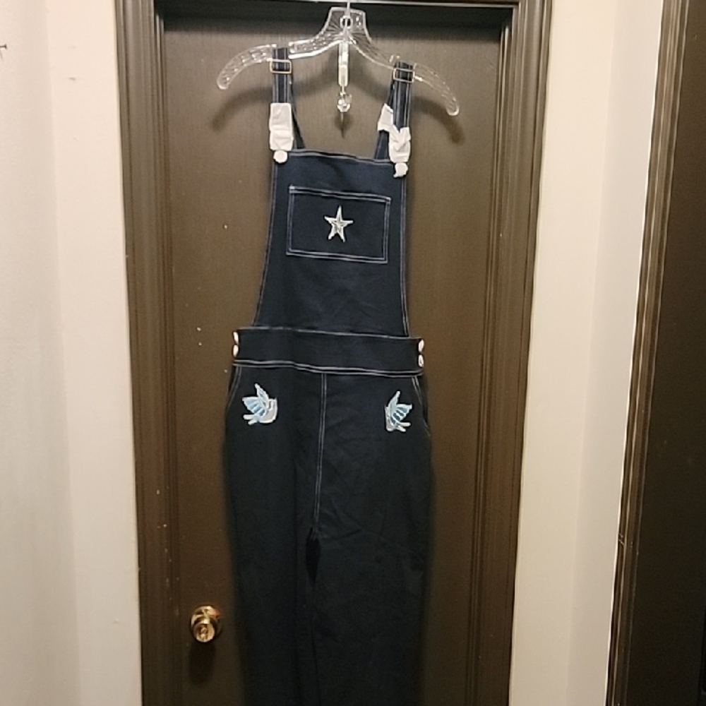 Denim Overalls with Embroidery Vintage Details by Collectif of London US 4X NWT